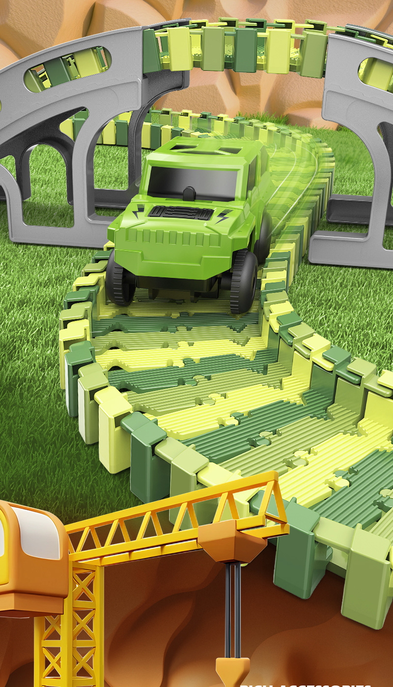 儿童百变轨道车玩具积木拼装电动工程轨道车diy小火车益智玩具详情6