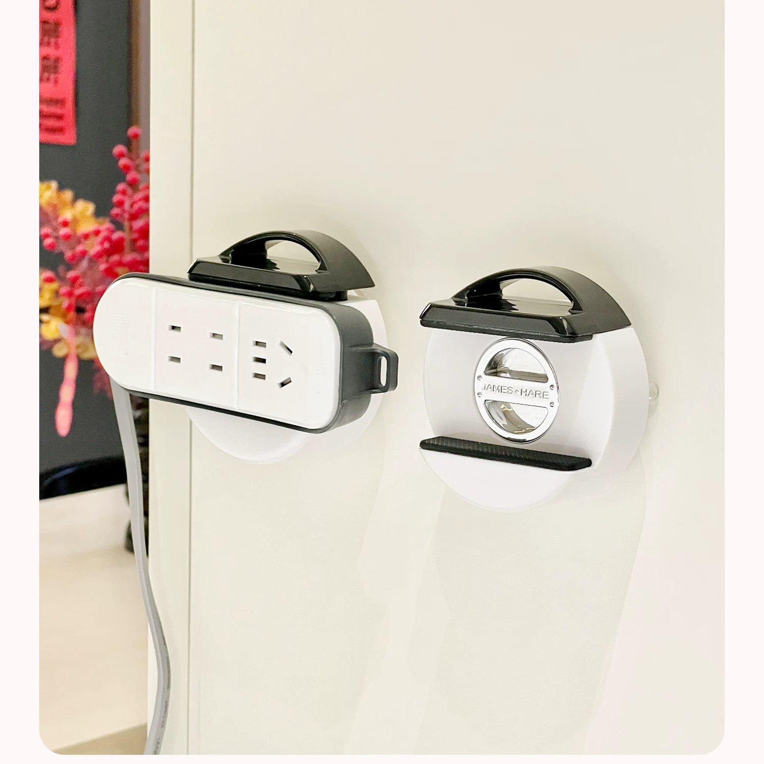 Power strip fixator, wall-mounted suction cup, wall-mounted socket storage wonder, household power strip and cable management rack pic 6
