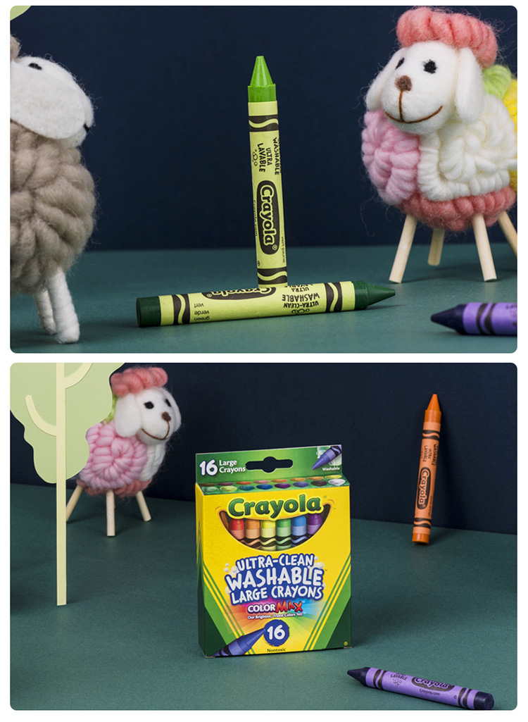 Crayola绘儿乐8色16色可水洗彩色大蜡笔油画棒工具儿童水溶性幼儿详情16