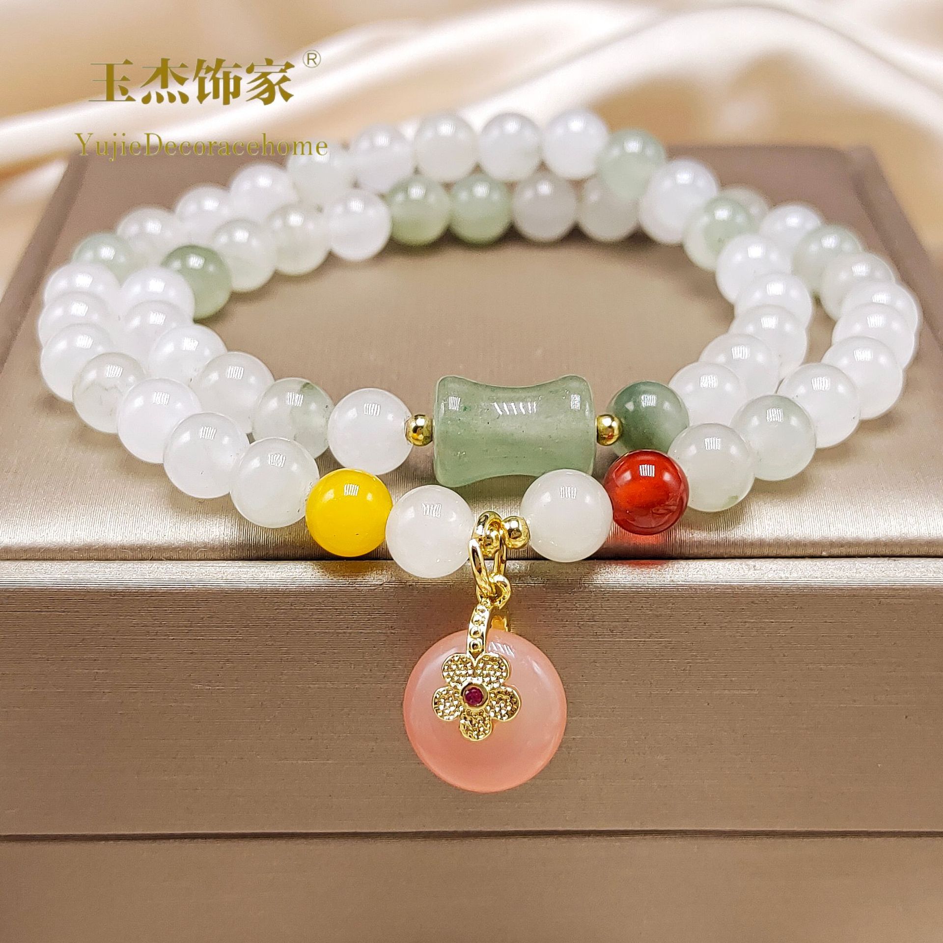 Chinese-style double-ring Tianshan jade bracelet for women, a niche, light luxury and high-end jade bracelet, simple and elegant, versatile accessory pic 4
