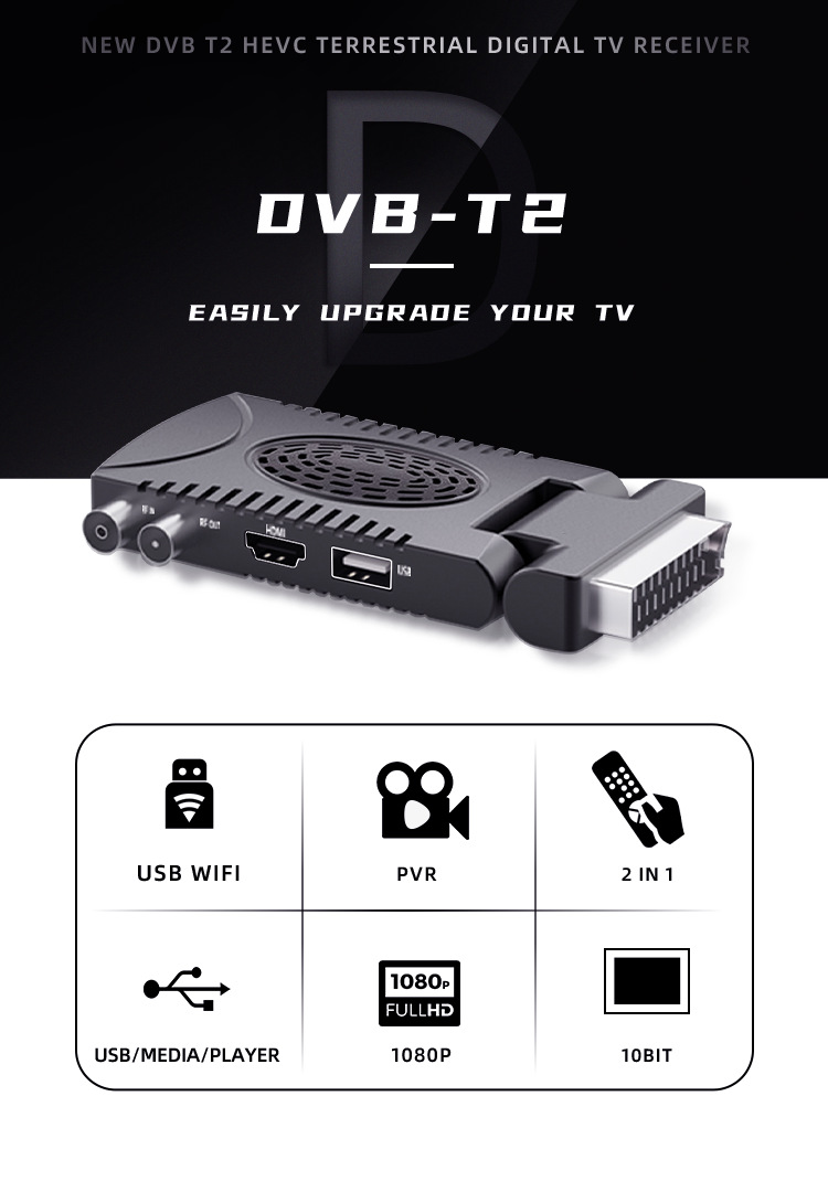 The 2024 new model supports European export of DVB-T2 Scart h265 Spanish high-definition digital set-top box pic 1
