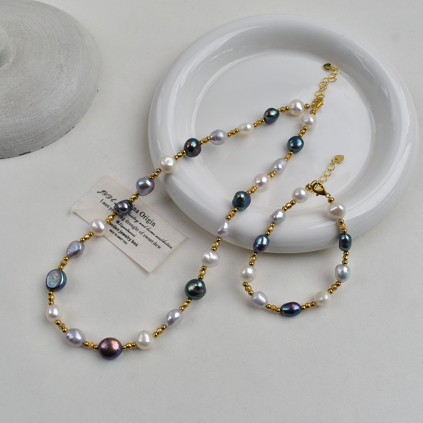 天然淡水珍珠饰品套装925银高品质巴洛克异形珍珠项链手链批发详情11