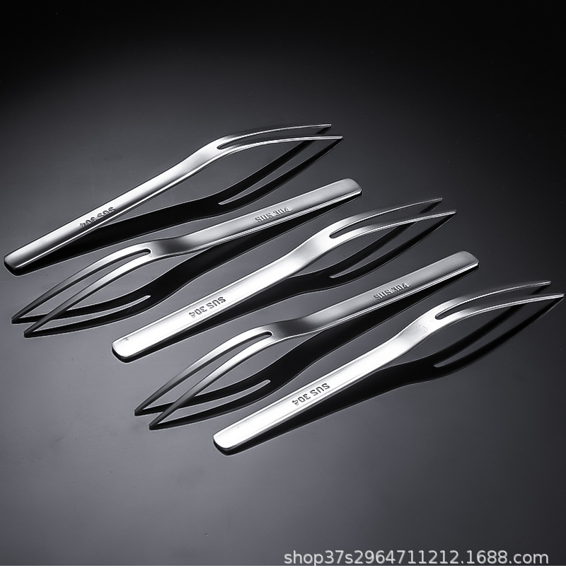 304不锈钢水果叉加长叉齿餐具水果寿司甜品小叉厂家直销蛋糕叉子详情9