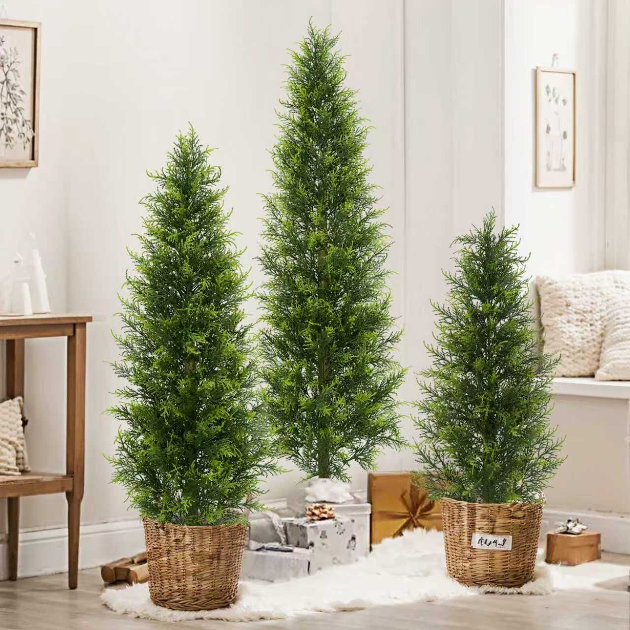 仿真可地插盆栽室内外装饰仿真柏树叶假树庭院装饰摆件造景详情3