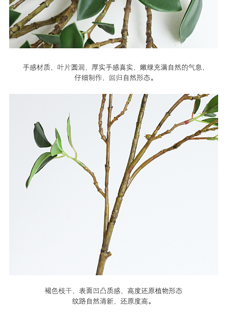 仿真绿植米兰叶榕树叶小清新家居茶几装饰人造假花办公园艺摆件榕叶绿植绿植装饰品详情22