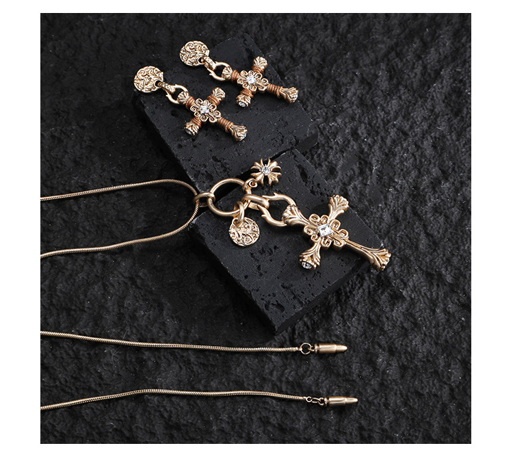 Retro cross series earrings, original design for women, light luxury, high-end, fashionable, versatile, exquisite silver needle earrings pic 14