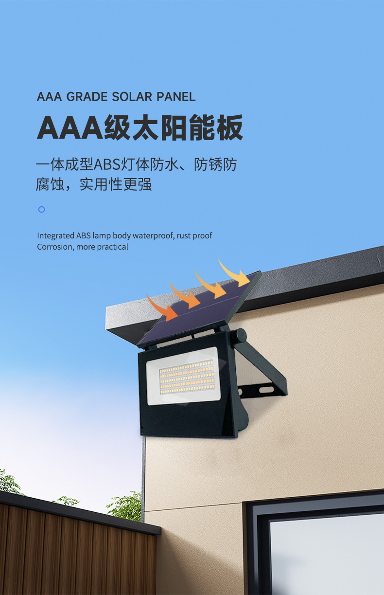 Cross-border ABS foldable solar lamp, outdoor lighting, human body sensor wall lamp, courtyard garden led solar lamp pic 4