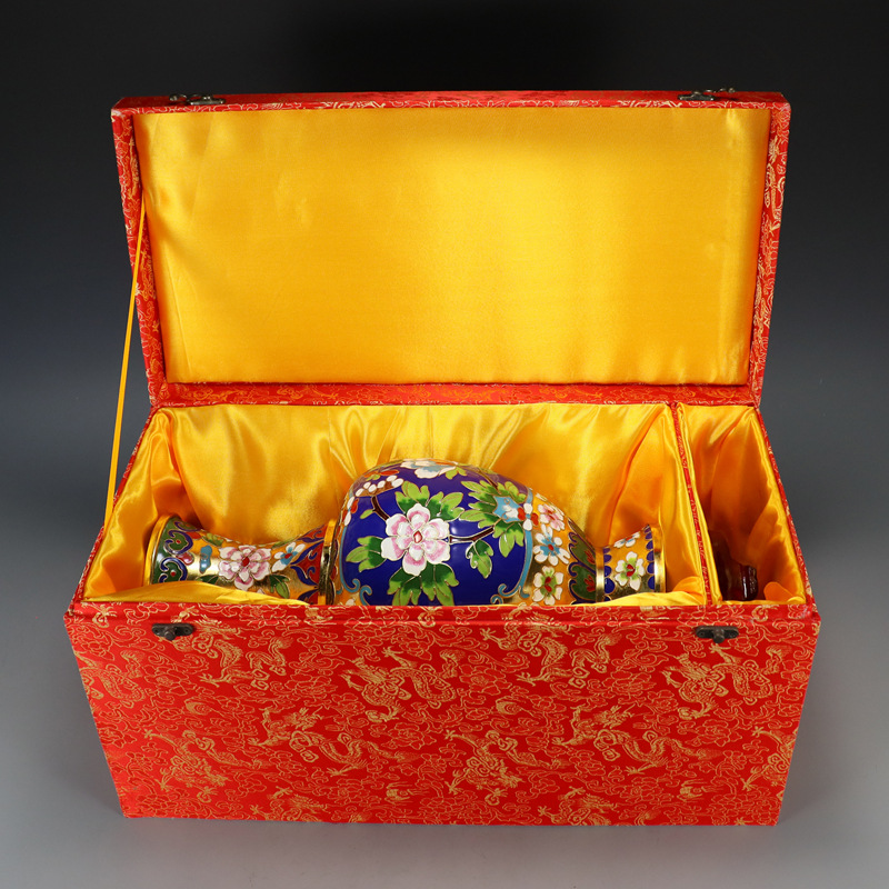 Beijing Jingtai Blue Vase Ornament, craft gift, cloisonne enamel filigree silver blue Flower blooming, auspicious Zhou Ware Lei Vase pic 35