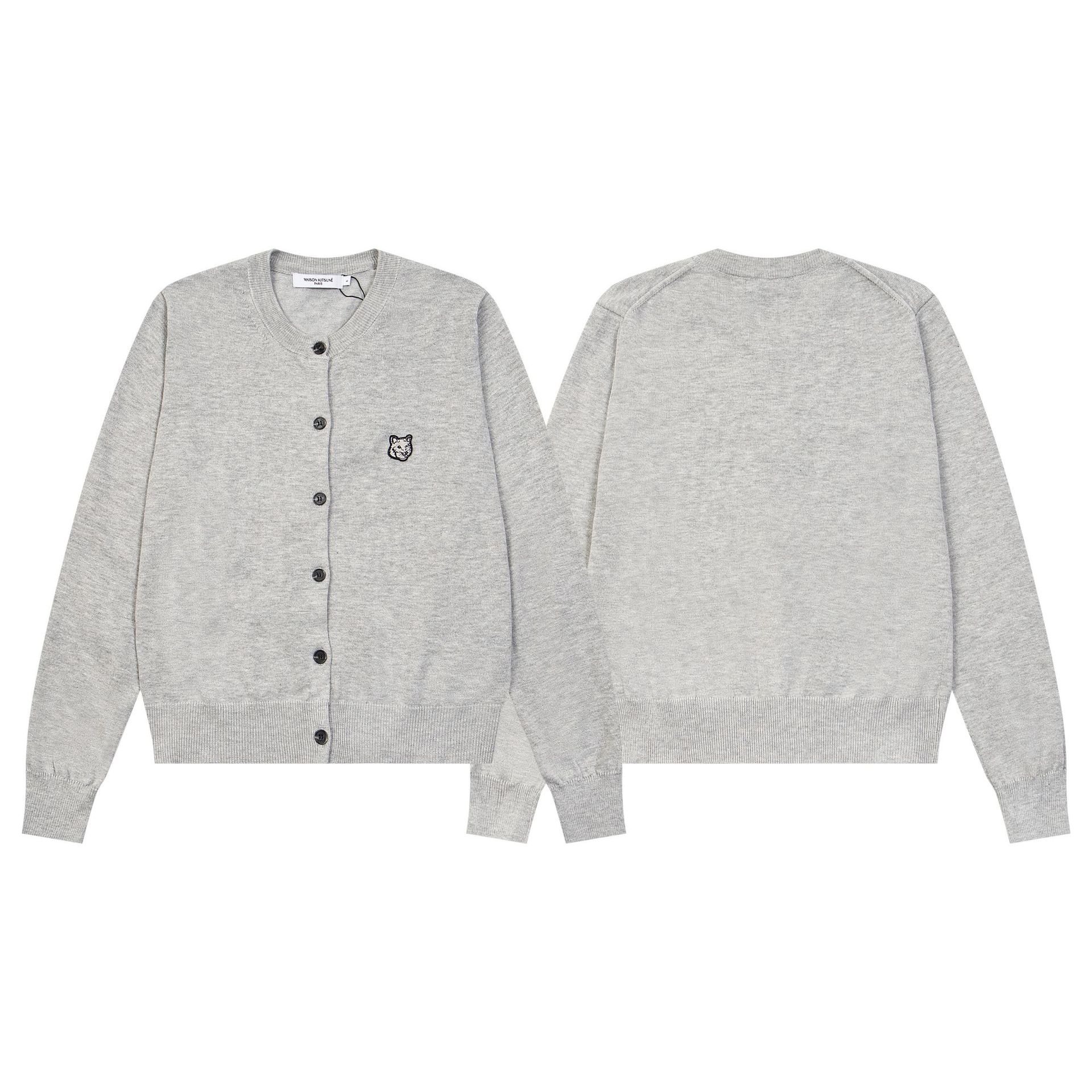 高版本restandrecreatio狐狸经典款胸前徽章刺绣条纹针织开衫毛衣详情12