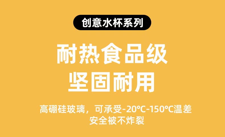 可爱大肚杯带盖玻璃吸管杯粉色蝴蝶结花纹杯子家用耐高温奶茶杯详情1