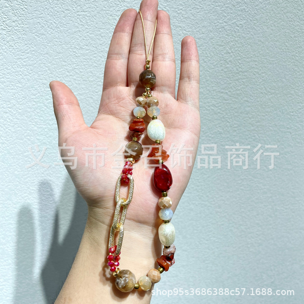European and American natural agate stone mobile phone chains, crystal beads, mobile phone pendant chains, hanging ornaments, chains, mobile phone pendants, hanging ropes pic 2