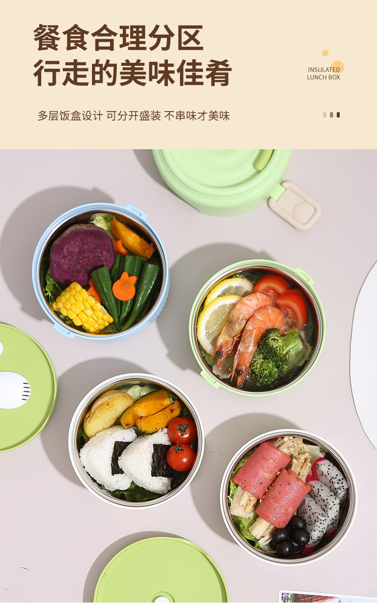 Double-layer student lunch box, microwave-safe heating bento box, office worker adult food-grade stainless steel lunch box pic 10
