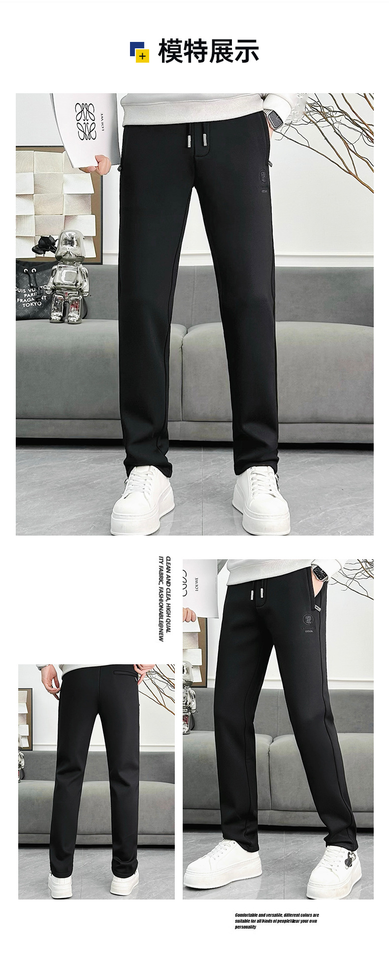 2025 New autumn and winter skinny casual pants, sweatpants, men's sportswear pants, men's fleece sportswear pants pic 11