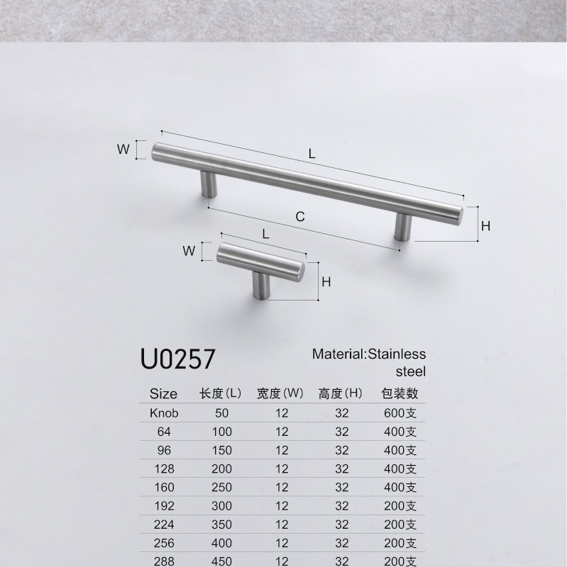 不锈钢ss201.304拉手空心实心T型铁把手柜门橱柜抽屉衣柜门把手详情15