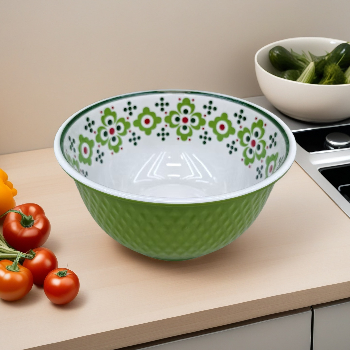 外贸出口密胺餐具轻奢风盘碗碟套装沙拉碗欧式创意柠檬花边盘批发详情3