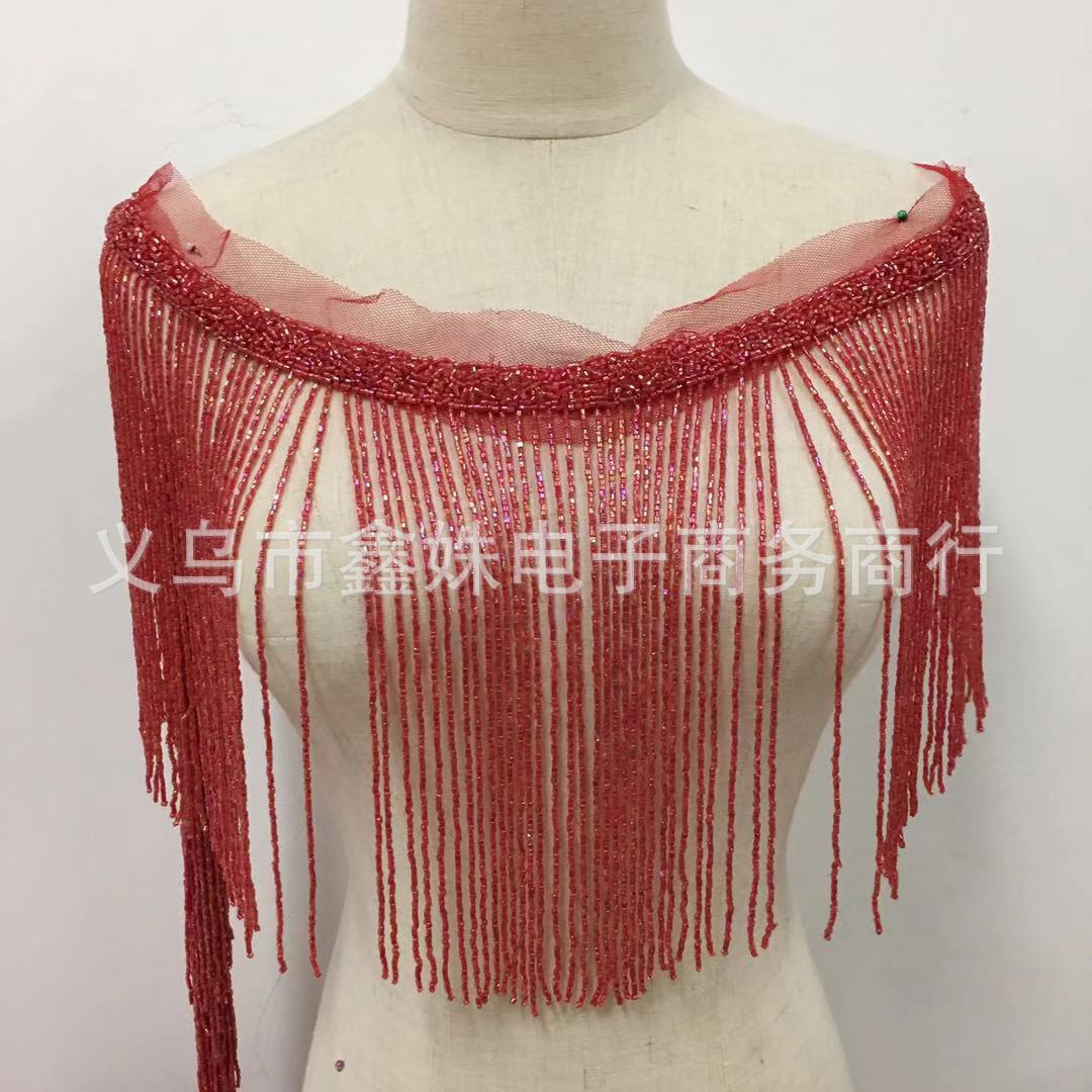 28cm fashionable tube beads, round beads, glass beads, tassels, fringed accessories, suitable for dance costumes pic 1