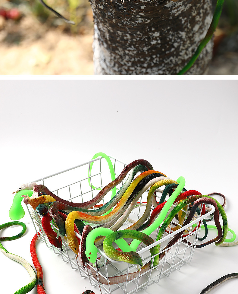 Factory wholesale 68cm eco-friendly rubber snake prank toys, soft rubber fake snakes, Halloween prank toy snakes pic 53