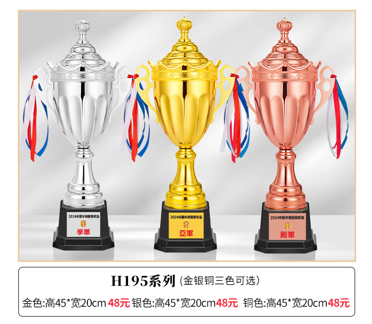金属奖杯金银铜大奖杯定制足球篮球跆拳道羽毛球小学生运动会详情12