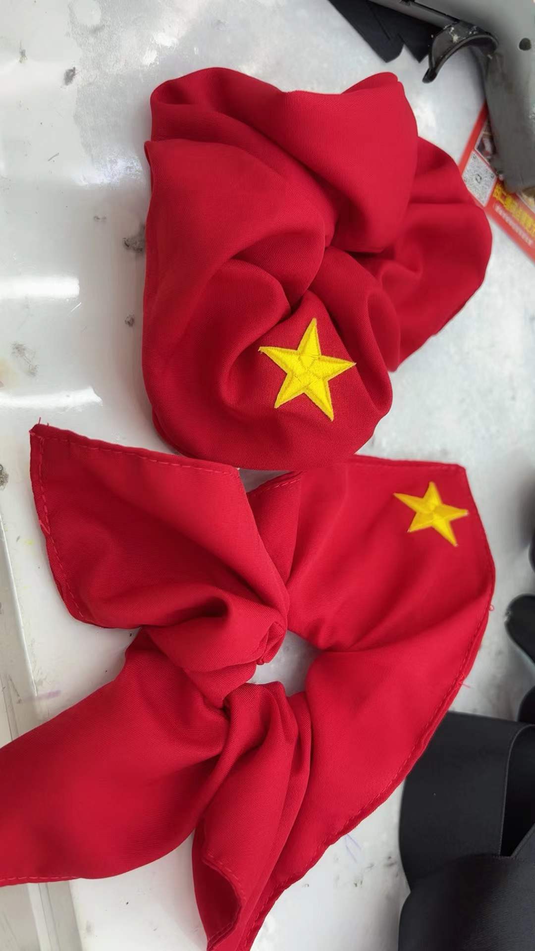 国庆节红色五角星印花布料发圈个性潮流马尾发饰女式头饰发圈大肠发圈头绳饰品大肠圈发饰详情2