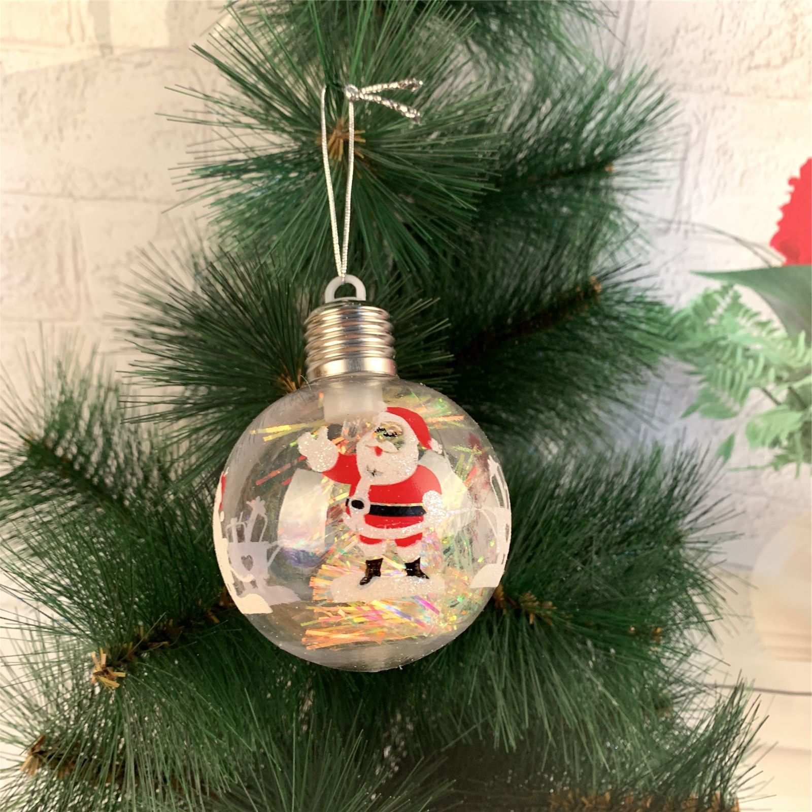 Navidad nuevo estilo con luz bola de navidad transparente comercio exterior colgante árbol de navidad decoraciones de ventana de navidad bola transparente pic 10