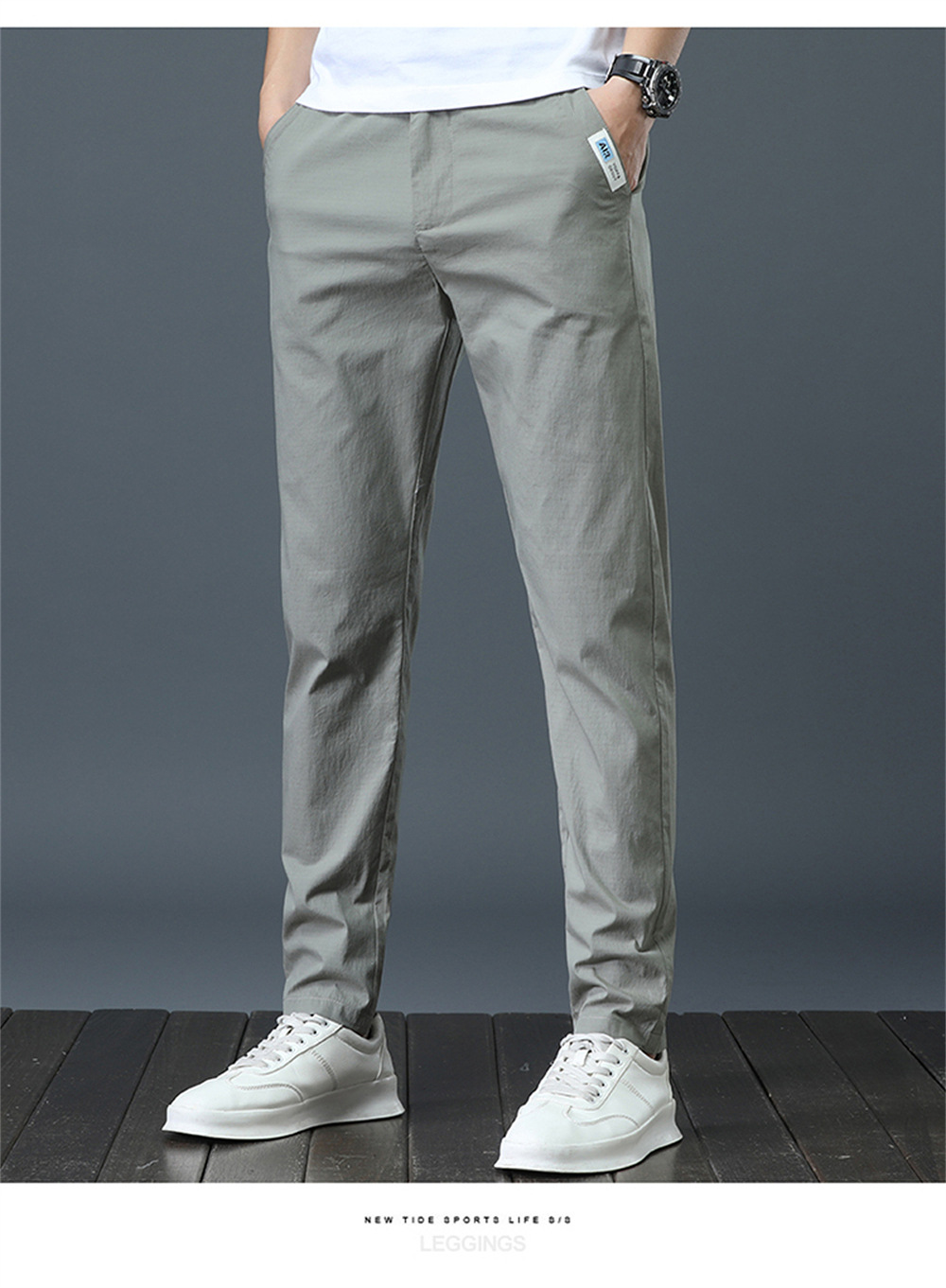 Summer thin business trousers, quick-drying, casual, fashionable and trendy, slimming straight ice silk trousers for teenagers pic 19