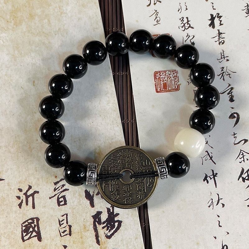 禅意古风款新中式山鬼花钱手串小众设计复古太极八卦百搭详情2