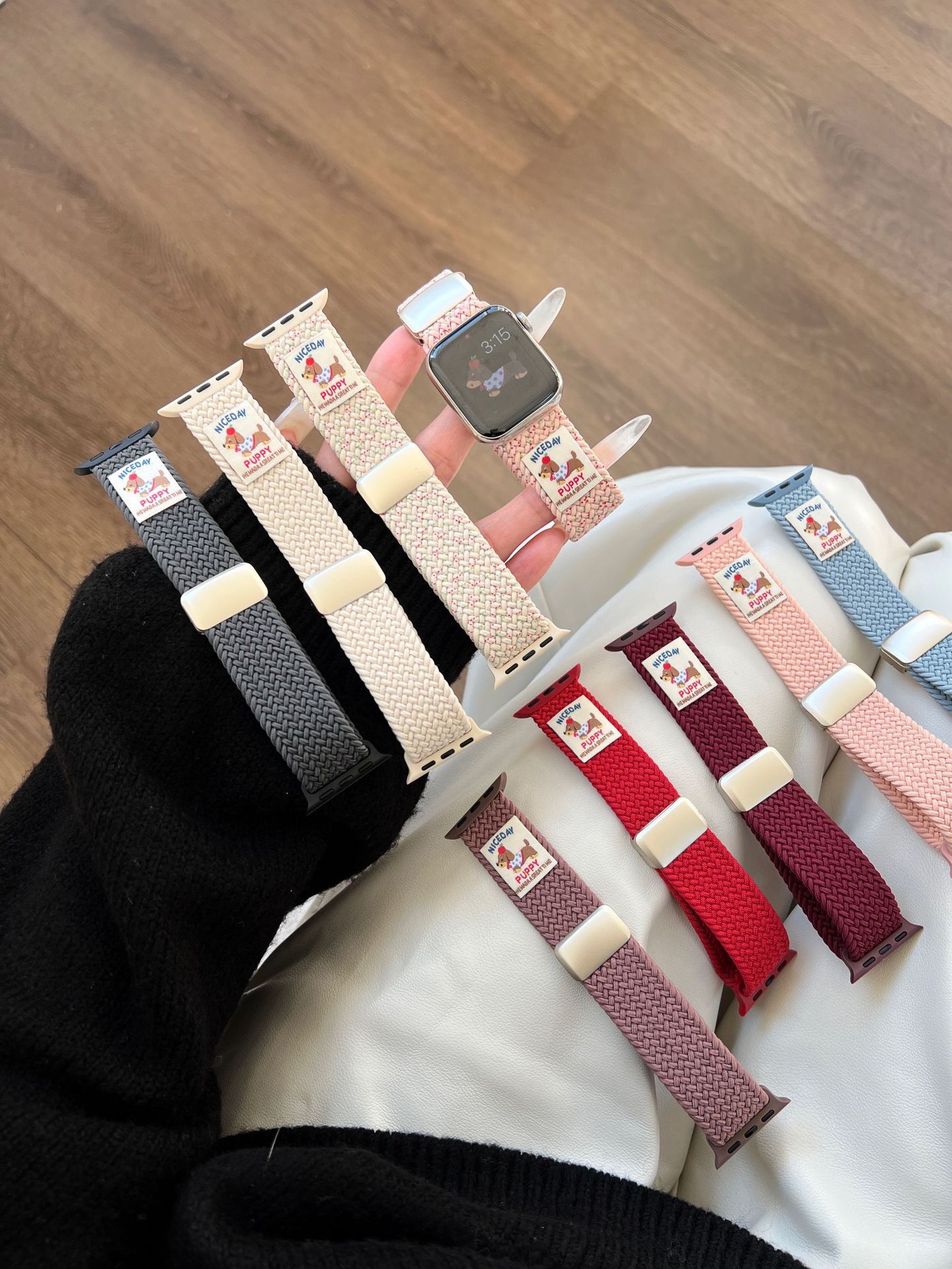 The puppy elastic woven nylon watch strap is suitable for the Apple Watch 10th generation 987654Ultra/SE pic 1