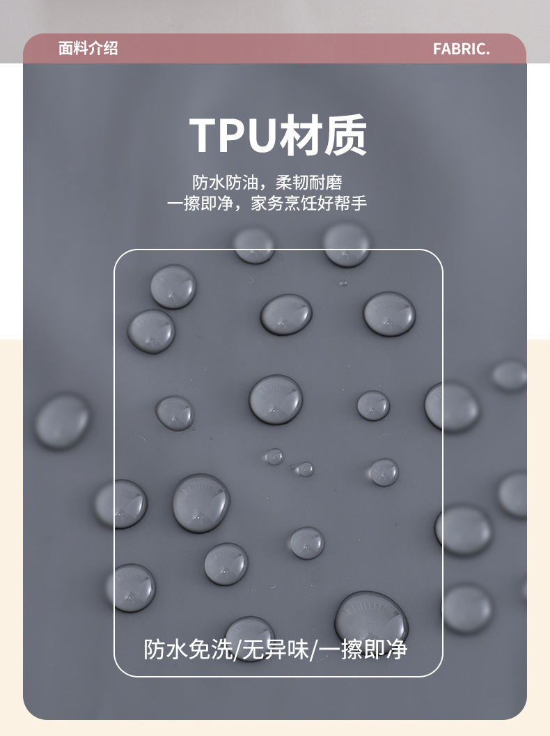 免洗TPU透明防水防油围裙成人可调节围腰厨房做饭餐饮吊带女围裙详情2