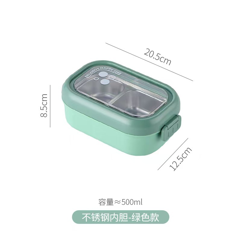 Student Japanese-style 304 stainless steel lunch box with compartments, office worker plastic lunch box with tableware pic 3
