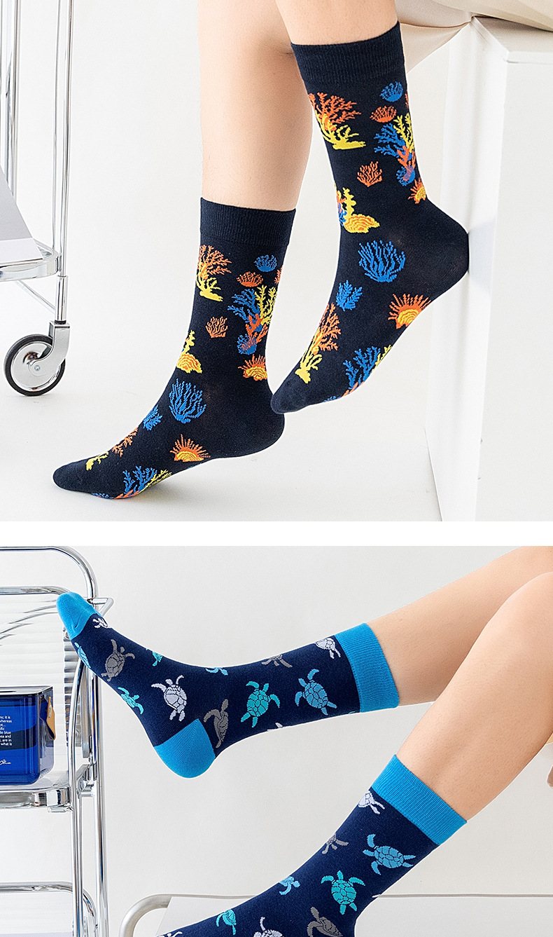新款秋冬潮袜男袜子亚马逊跨境海洋系列中筒情侣袜子外贸袜子批发详情8