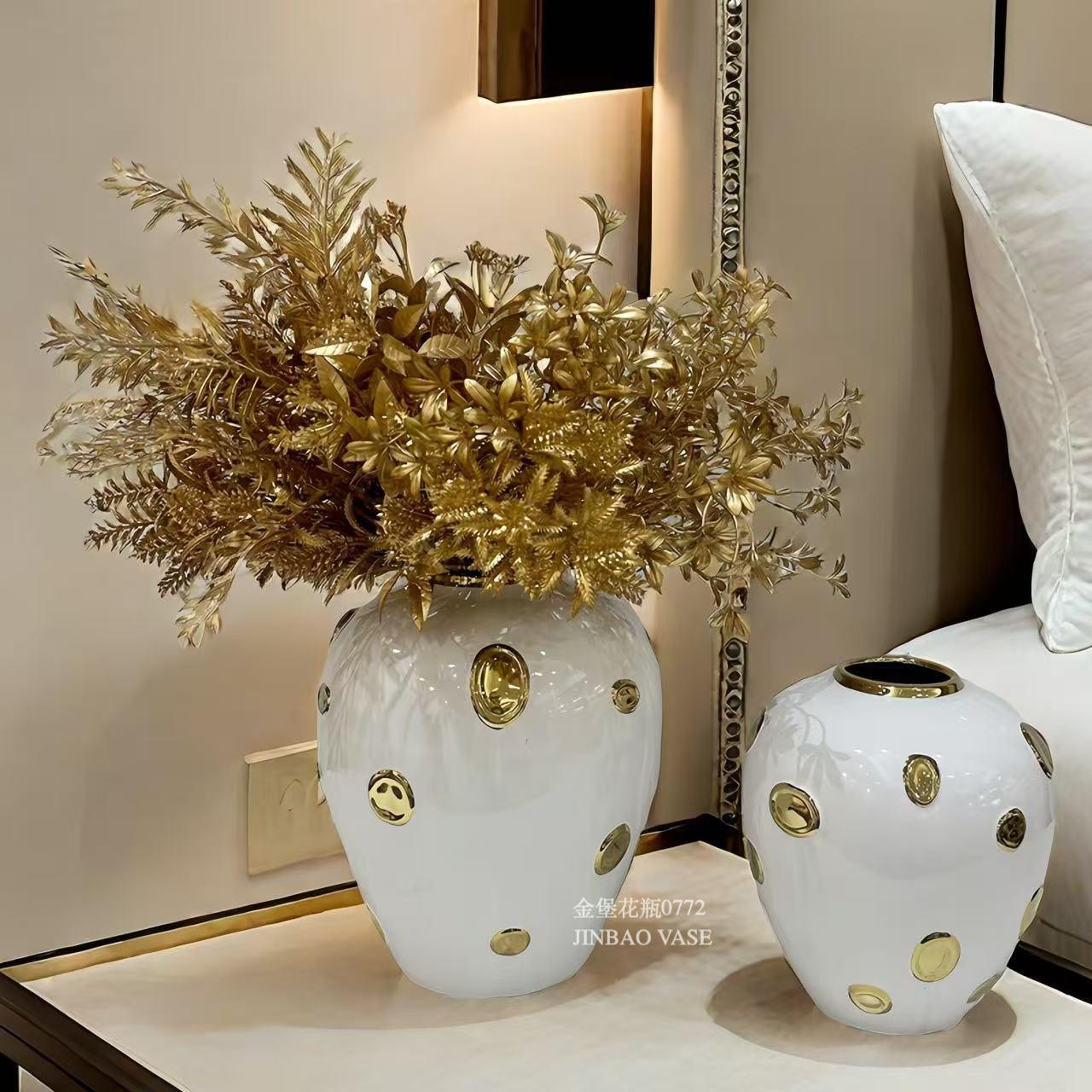 Nordic creative ceramic vases, rotating aesthetic ornaments, high-end living room entrance hall tabletop, dining table, dried flower decorations pic 10