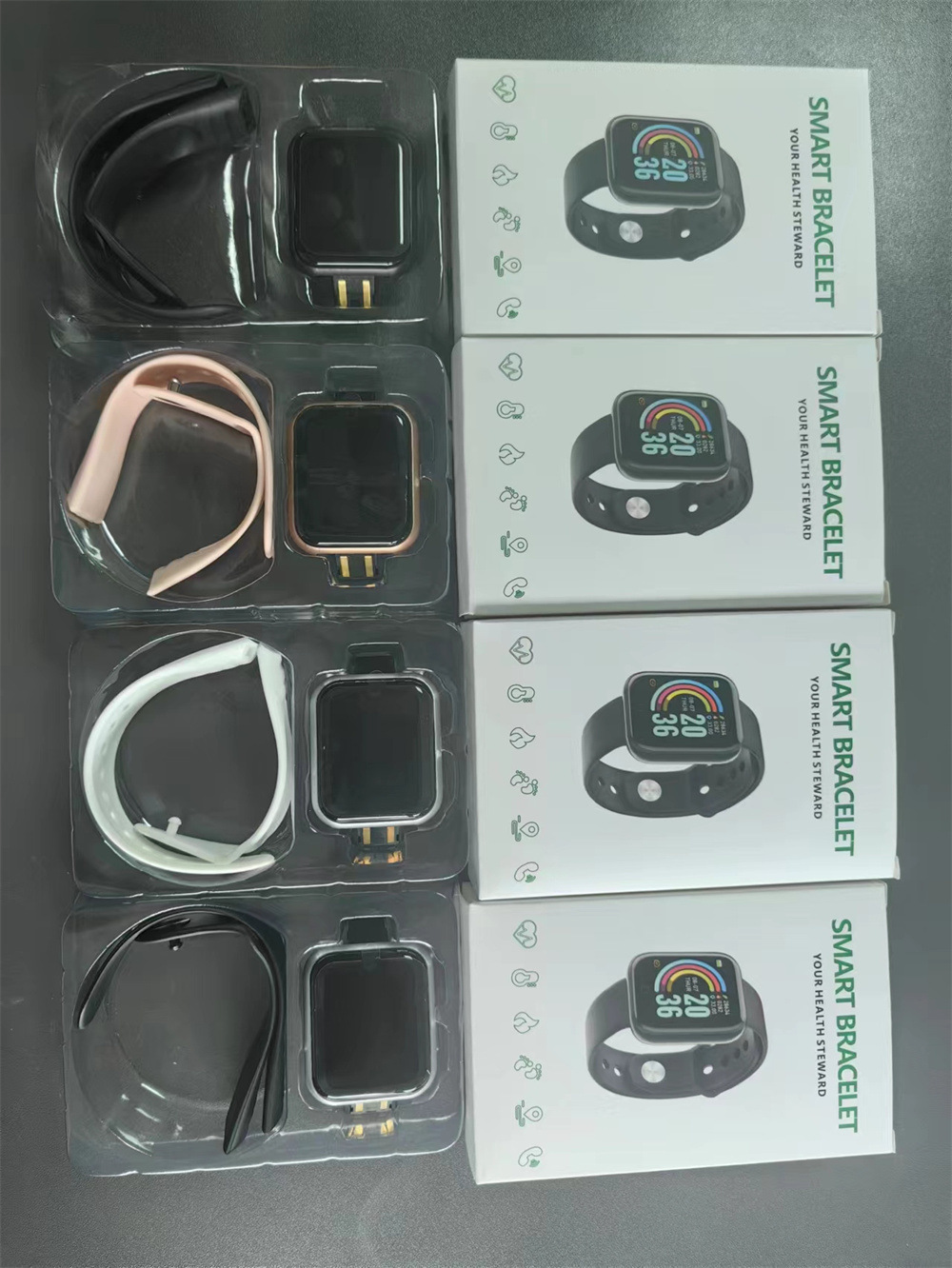 跨境爆款y68智能手环 运动心率监测信息推送天气同步D20 智能手表详情6