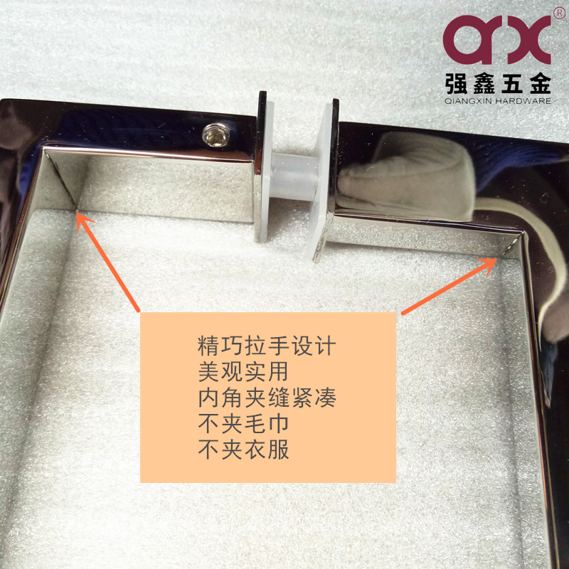 Modern and simple mirror-light 304 stainless steel door handle, thickened black square tube, sliding glass door handle for shower room pic 5