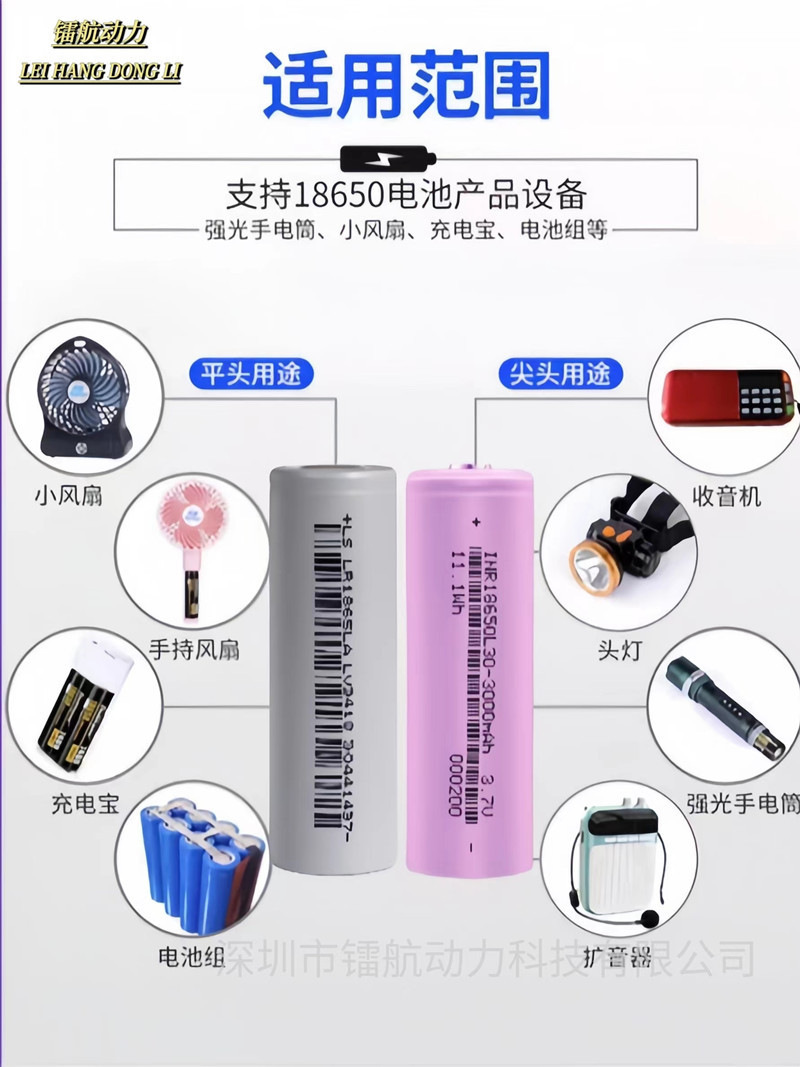 Brand new 18650 pointed head lithium battery, 3200mah fingerprint lock hair clipper for the elderly, 3.7V charging convex head battery pic 21