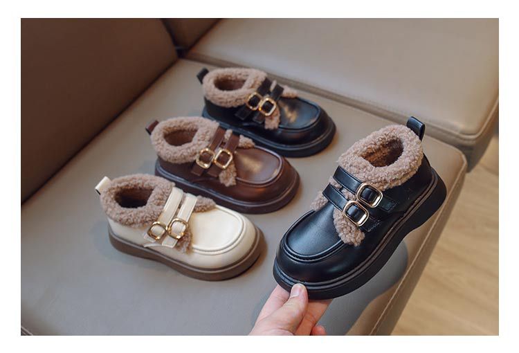 女童棉鞋加绒英伦风公主鞋2024秋冬新款保暖加厚软底小女孩豆豆鞋详情2