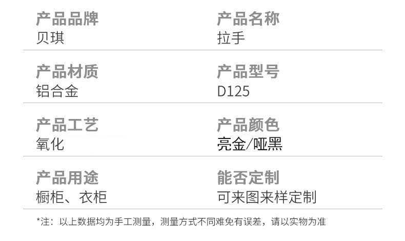 厂家直供现代简约铝合金柜门把手衣柜电视柜橱柜黑色家具五金拉手详情10