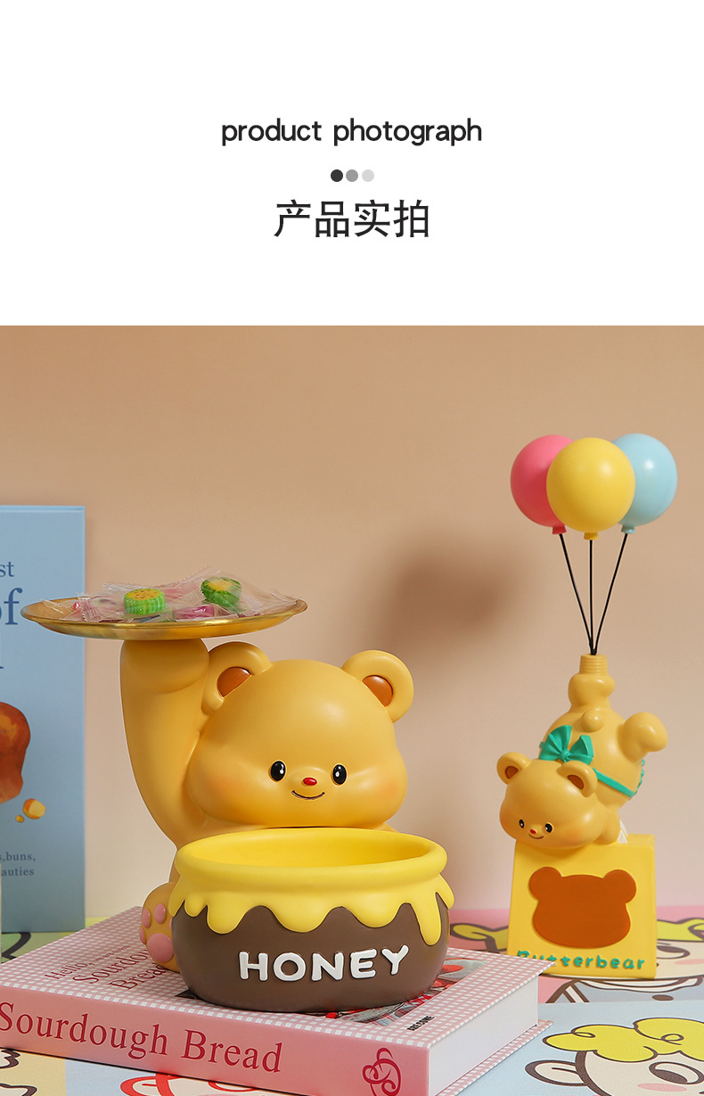 Cute butter bear, entrance door key storage, foyer ornaments, living room home, shoe cabinet, new home decoration pic 10