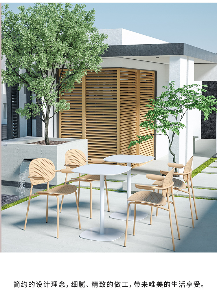 星辰简约设计师家用塑料餐椅创意咖啡厅休闲洽谈椅网红带扶手靠背椅子详情2