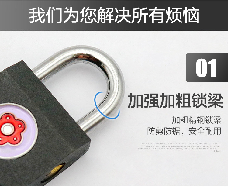Plum blossom lock, pin padlock, horizontal opening padlock, pin padlock, bath lock head lock, general does not dismount lock, drawer lock pic 2