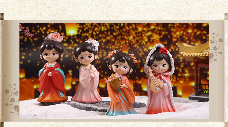 Cute ancient-style dolls, home and office desk ornaments, Hanfu figurines, resin princesses pic 4