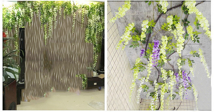 仿真垂吊紫藤花网红婚庆长廊吊顶装饰加密豆花花串假花藤条树枝详情53