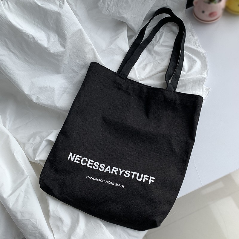 Summer simple letter hand-held canvas bag, zipper shoulder bag, casual cloth bag, snacks, shopping, computer, schoolbag, girl pic 5