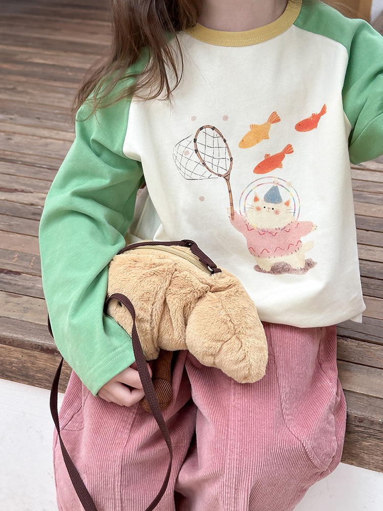 2024秋季新款儿童秋装长袖T恤上衣女童宝宝230克卡通插肩打底衫潮详情59