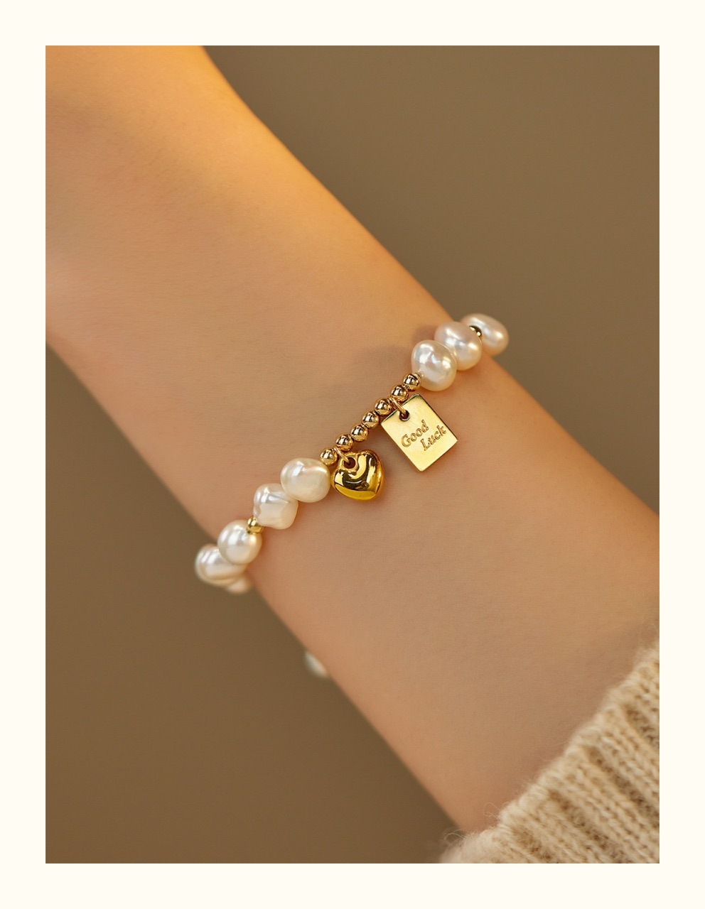 爱心Goodluck巴洛克淡水珍珠韩版时尚设计感ins新年手链异型手串详情8