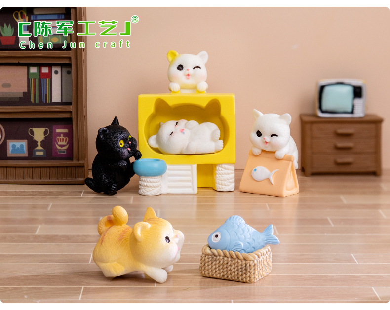 Micro-landscape creative, cute little cat doll, gardening kid house, DIY decorative accessories, desktop small ornaments pic 39
