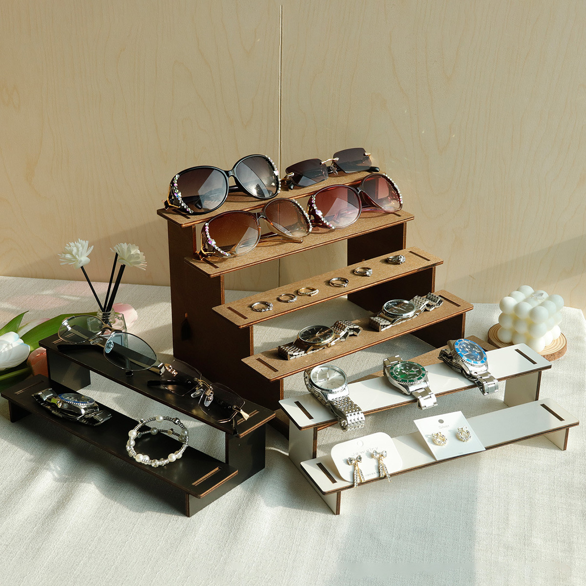 展示直播公仔架2-5层展示架小摆件收纳桌面置物架手办陈列阶梯架详情2