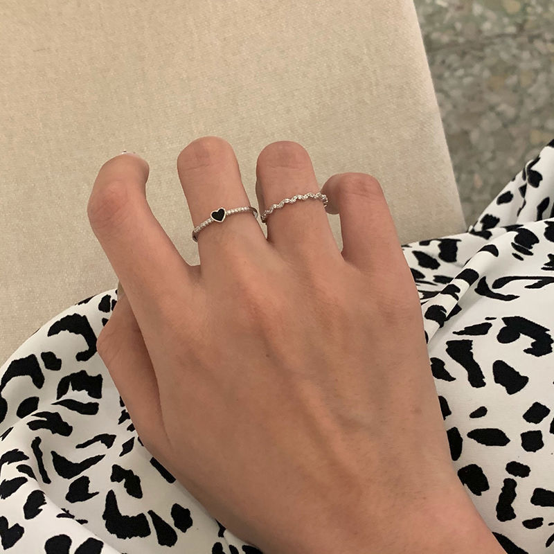 韩系ins高级爱心戒指女小众设计轻奢百搭冷淡风开口可调节食指戒详情6