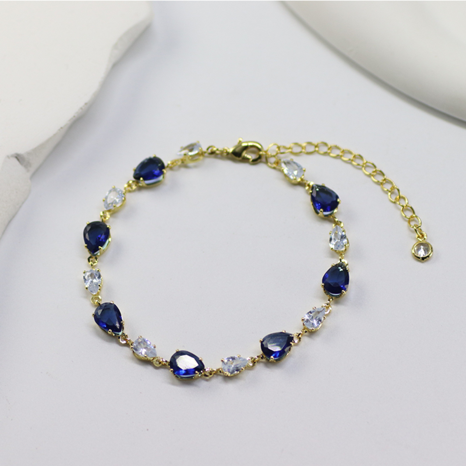 天然皇家蓝锆石经典复古手链18k金饰品批发百搭气质优雅详情14