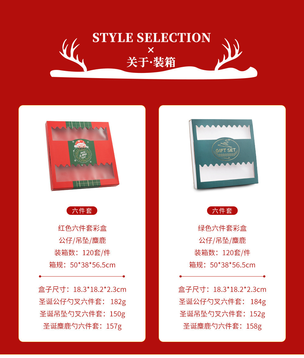 不锈钢水果叉勺圣诞礼物卡通萌趣圣诞树甜品蛋糕勺叉创意餐具套装详情6