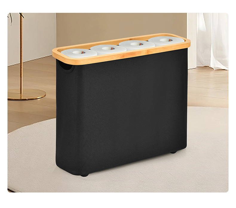 Cross-border fabric storage baskets with bamboo LIDS, bathroom toilet paper storage baskets, home cola bottle recycling storage baskets wholesale pic 13